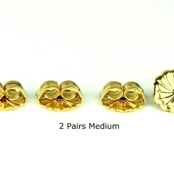 Solid 14K White or Yellow Gold Earring Backs Butterfly 6 Medium Pair Findings - Picture 7 of 14